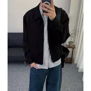 ALYSS [데일리룸X알리스] 소프트 그레인 울 블루종 자켓 [블랙]