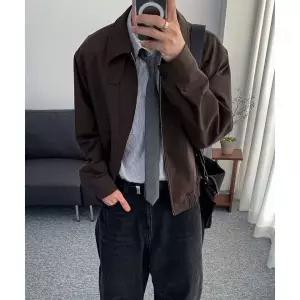 ALYSS [데일리룸X알리스] 소프트 그레인 울 블루종 자켓 [브라운]