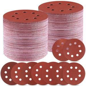 기위미 150 PCS 5인치 샌딩 디스크, 프리미엄 240 그릿 랜덤 180 600 샌더 40 패드 후크 - 9가지 120 사포 400 샌더용 오비탈 80 루프