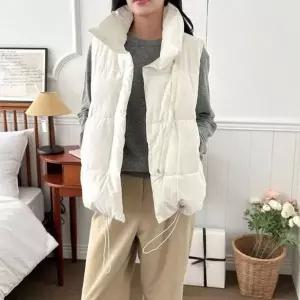 제이큐 겨울패딩 루즈핏 패딩 조끼 하이 프린팅 데일리 청 3330795