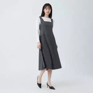 LAP 슬림 라인 체크 롱 원피스 AS1WO29B