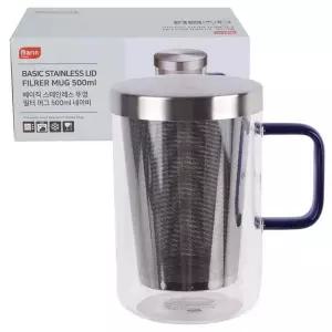 디디샵 스텐 뚜껑 필터 머그 500ml - 네이비 베이직 뚜껑잔 물컵