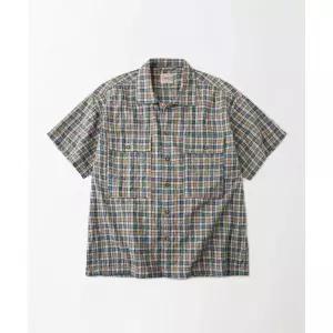 매장정품 아웃스탠딩 OUTSTANDING SEERSUCKER M-43 HALF SHIRT_GREEN CHECK OS26SSHS18 266826