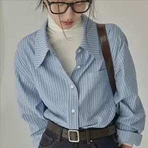 친절한탄씨 오버핏 여성 스트라이프 셔츠 루즈핏 여성 캐주얼 남방 긴 팔 오버핏 스트라이프