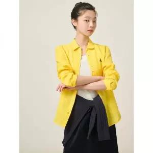 매장정품 빈폴 BEANPOLE LADIES 리넨 솔리드 레귤러핏 셔츠 옐로우 (BF5364E01E) BF5364E01E 266239