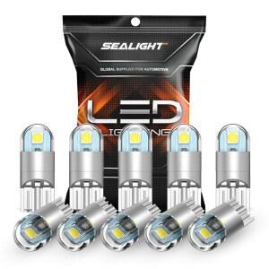 SEALIGHT 194 LED 전구 6000K 흰색, 번호판 조명, 돔 조명, T10 168 2825 W5W 3030 브라이트 칩 웨지 교체용 전구, 지도 트렁크 도어 제공 대시 LED 전구, 10개