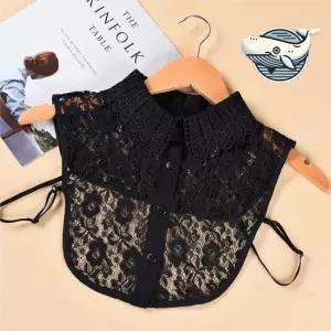 세련된 블랙 레이스 카라 네크라인 여성용 넥케이프 이너카라 레이어드카라 넥카라
