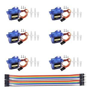 케이블 M-F가 있는 RC 로봇 팔 워킹 헬리콥터 비행기 카 보트 제어용 DANN 6pcs SG90 9G 마이크로 서보 모터 키트
