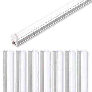 Barina LED T5 통합 싱글 픽스처, 4FT, 2200lm, 6500K(슈퍼 브라이트 화이트), 20W, 유틸리티 샵 조명, 천장 및 캐비닛 조명 아래, ETL 목록, ON/OFF 스위치가 있는 유선 전기, 8팩