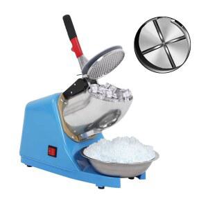 카리비아 110V 전기 제빙기, 휴대용 스테인리스 스틸 4날 300W 2200RPM 스노우 콘 메이커 가정 및 상업용 220파운드/시간 사용 가능