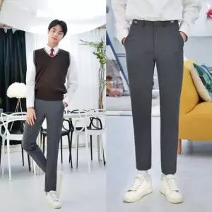 허리조절 스판 그레이 교복바지 남자 iUK8+2zZt