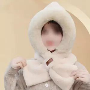 여성 포근 따뜻한 밍크털 후드 일체형 방한 목도리 겨울목도리 넥게이터 방한용품