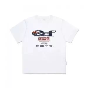 매장정품 이스케이프프롬 ESCAPEFROM 브리티쉬 빈티지 ESCF 로고 콜라주 프린트 오버핏 반팔티 3color E261