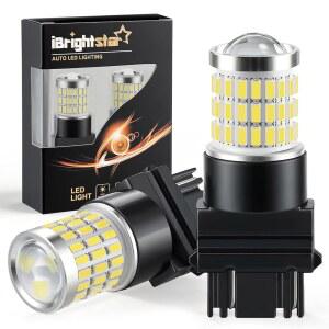 라이트스타 3157 LED 전구 화이트, 4157 3156 LED 후진등 전구, 브레이크 라이트 백업 라이트 턴 시그널 라이트, 2팩