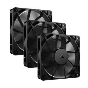 CORSAIR RS120 120mm PWM 팬 u2013 데이지 체인 연결 u2013 저소음 u2013 마그네틱 돔 베어링 u2013 트리플 팩 u2013 블랙