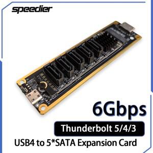 Thunderbolt5/4/3 USB4-5포트 SATA3 디스크 어레이 어댑터 보드 PCIe-SATA는 시스템 소프트웨어 RAID 도킹
