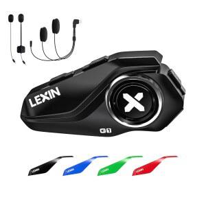 LEXIN G1 모터사이클 블루투스 헤드셋, 2종 마이크가 장착된 헬멧 스피커, 핸즈프리 통화 /음악 /GPS, HD 스테레오 라우드 사운드가 장착된 IP67 방수 모터사이클 헤드폰, 4가지 컬러 페이스플레이트, 일회용