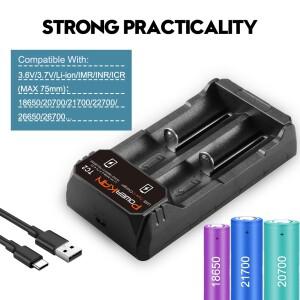 POWERKAN 배터리 충전기 Type-C USB 입력 3.7V 리튬 이온 2665016340 14500 21700 18650 충전과 호환 가능