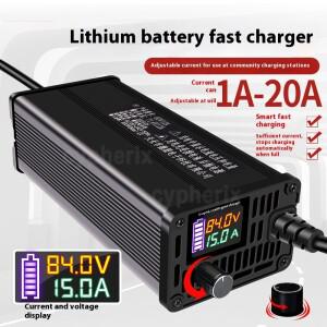 48V 25A 20A 15A 10A 조절식 배터리 충전기 54.6V 58.4 58.8V LiFePO4 리튬 이온 LTO 18650