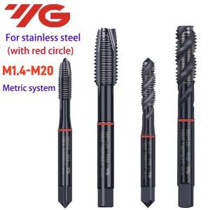 1pcs  YG HSSE INOX 미터법 나선형 플루트 탭 M2M2.5M3M3.5M4M5M6M7M8M10M12 빨간색 원  기계