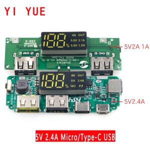 리튬 배터리 충전기 보드 LED 듀얼 USB 5V 2.4A 마이크로/타입-C 모바일 전원 은행 18650 모듈