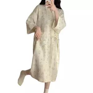프리미엄 순면 기모노 잠옷 반팔 샤워가운 여성 목욕가운 q672 M