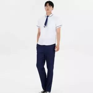 오너클랜 TBZ 네이비 반팔 라인포인트 남자하복 교복세트 학생복 졸업사진대여 의상대여