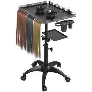 ZHOOGE HAIRSTYLIST 롤링 카트, 보관 플랫폼 헤어 및 염료 컬러링 도구가 블랙 살롱 있는 그릇 분리기 트레이, 트롤리, 스탠드가