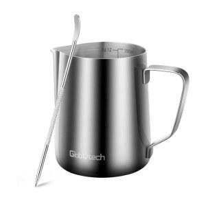 스테인리스 스틸 우유 프로팅 피처 12온스, 350ml 라떼 아트 컵 에스프레소 머신 액세서리, 카푸치노 커피 밀크 핫 초콜릿 컵용 스팀 저그