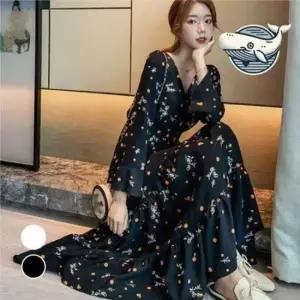 [SBD] 플레어 쉬폰 여성 데일리 롱 캐시미어 원피스 가을