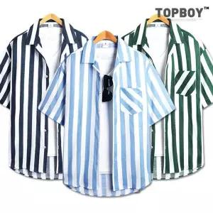 [NS홈쇼핑][탑보이] 오버핏 굵은 스트라이프 캐주얼 반팔셔츠 (MN480)[35942785]