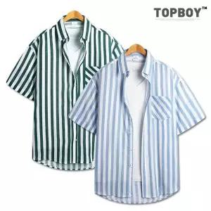 [NS홈쇼핑][탑보이] 오버핏 스트라이프 캐주얼 반팔셔츠 (MN481)[35943070]
