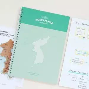 [문구/오피스] 캐릭터 한국사 지도 혼자공부 노트 민트 B5 한국지도