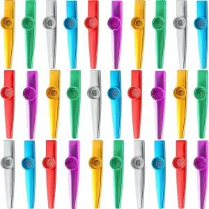 30피스 메탈 카조스 악기 컬러풀 카조 벌크 플루트 다이어프램 포함 생일 선물 기념 파티 6가지 색상