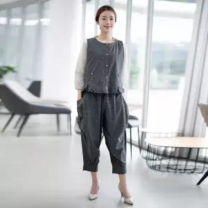 모슬린 엄마옷 린넨고방체크 생활한복세트 613CVB240 중년여성/50대/60대/70대/빅사이즈/할머니옷 583610Mo