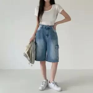 신상오픈런 여성 워싱 카고 빈티지 청반바지