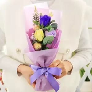 페레로로쉐 비누꽃 꽃다발 기념일 선물 미니 꽃다발 (색상 바이올렛) 1개