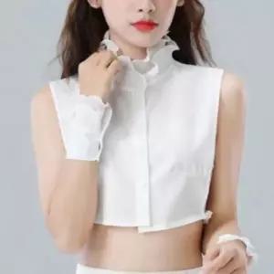 레이어드 목카라 레이스 하이넥 페이크 카라 이너 셔츠