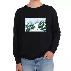기모맨투맨 겨울풍경 산속의 눈 친구들과 산책 강아지 그림 다양한
