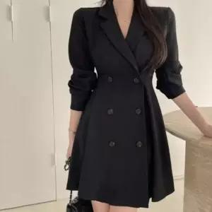 [옷은날개] 여성 더블 버튼 트렌치 카라 원피스 미니원피스 하객룩