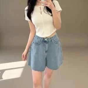 [옷자락] 여성 러블리 플레어 큐롯 숏 데님 팬츠