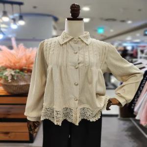 [스테파니]레이스 배식 핀턱 골덴 셔츠 A25SH5401
