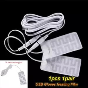 DIZETION 1 쌍 1pc 열 전기 USB 장갑 히터 가열 탄소 섬유 천 스키 겨울 난방 필름 패드