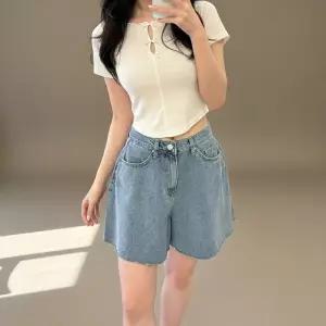 [옷자락]여성 러블리 플레어 큐롯 숏 데님 팬츠