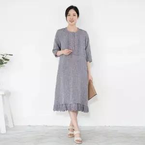 모슬린 엄마옷 린넨 라떼 생활한복 원피스 614CVB325 중년여성/50대/60대/70대/빅사이즈/할머니옷 583709Mo
