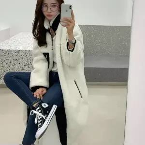 뽀글이후리스 여성 가을 겨울 캐쥬얼 롱후리스 배색 코트 레귤러핏