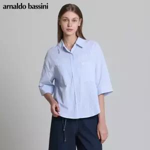 [아날도바시니(ARNALDO BASSINI)] 코람 자수포켓 플레어 5부 셔츠 (택가격: 158000원)