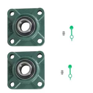티문르 2Pcs UCF20516 베개 블록 베어링 자체 4볼트 사각 1인치 보어 정렬 장착 플랜지