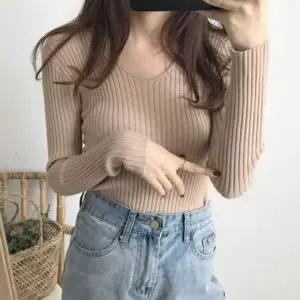[골드스마일]슬림핏 골지 브이넥 긴팔 티셔츠 4컬러 여성용