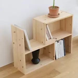 아트박스 갤러리데코 삼나무 폭조절 확장형 2단 책장 DIY
